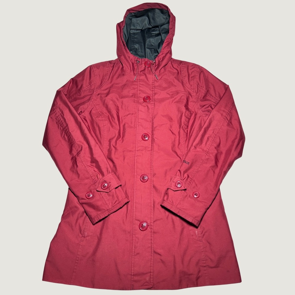 Marmot Gwyn Raincoat Womens Large Longline Hooded Snap Zip Waterproof Jacket